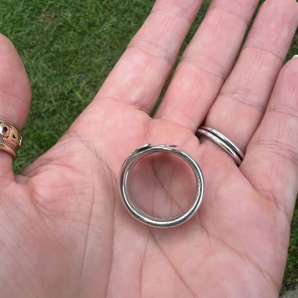 Sterling Silver MEXICO Freeform Weave Tapered Three Layered Band Ring - Picture 10 of 17